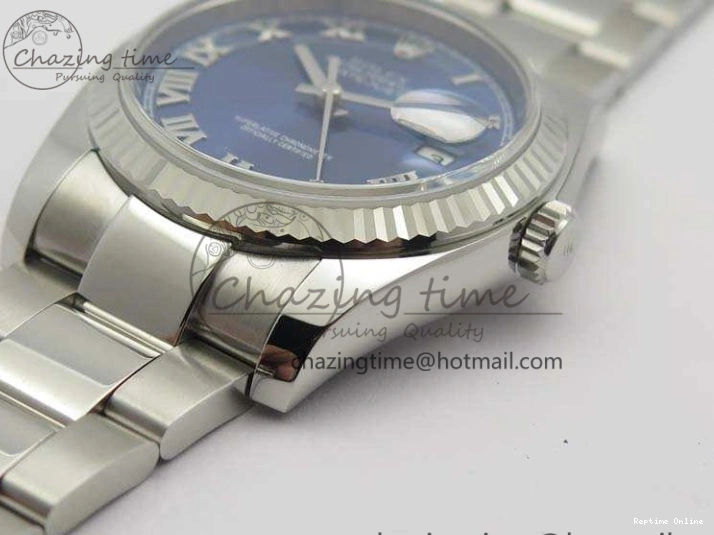 0211 DateJust 36mm SS 116234 ARF 1:1 Best Edition Blue Roman Dial Fluted On 904L SS Oyster Bracelet SA Supportive 3516